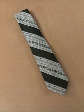 Men's 70s Green and White Tie Stripe Detail Alderman Reed Designer Collection